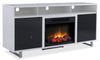 Ignatius 64\" Modern Electric Fireplace TV Stand with Storage & Cable Management for TVs up to 70\"- White