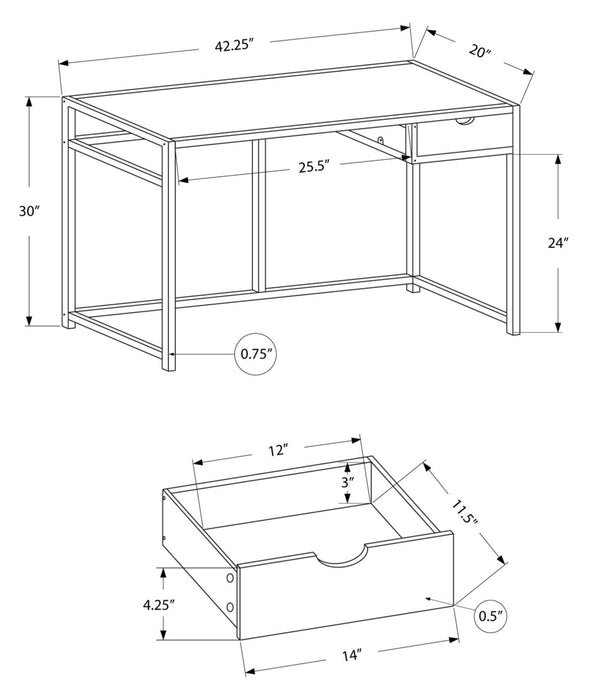 Everly 42.25\" Office Desk with Drawer - Brown