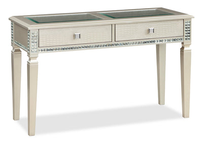 Tyra 48" Glam Sofa Table with Storage - Champagne |Table de salon somptueuse Tyra de 48 po avec rangement - champagne