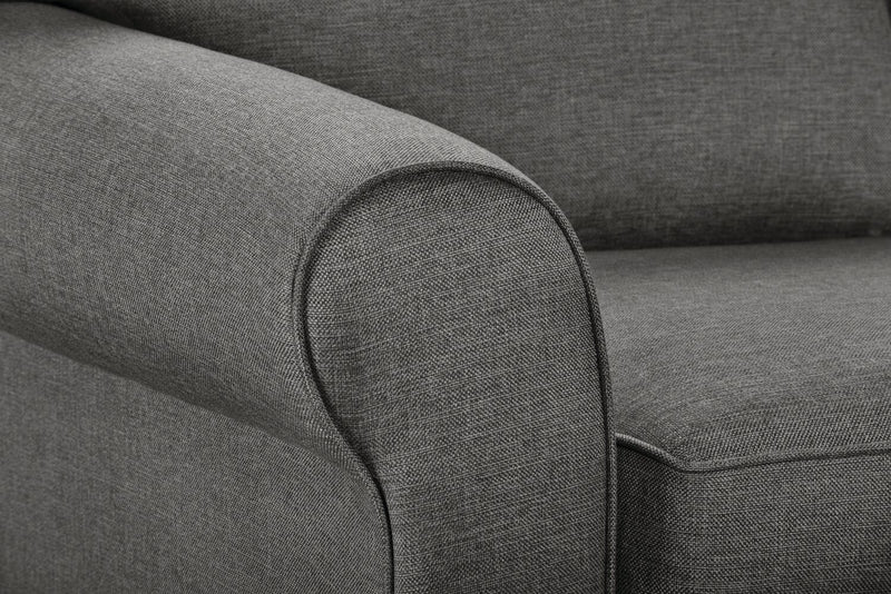 Made in Canada Tula 65\" Fabric Loveseat with Rolled Arms and Accent Pillows - Steel Grey