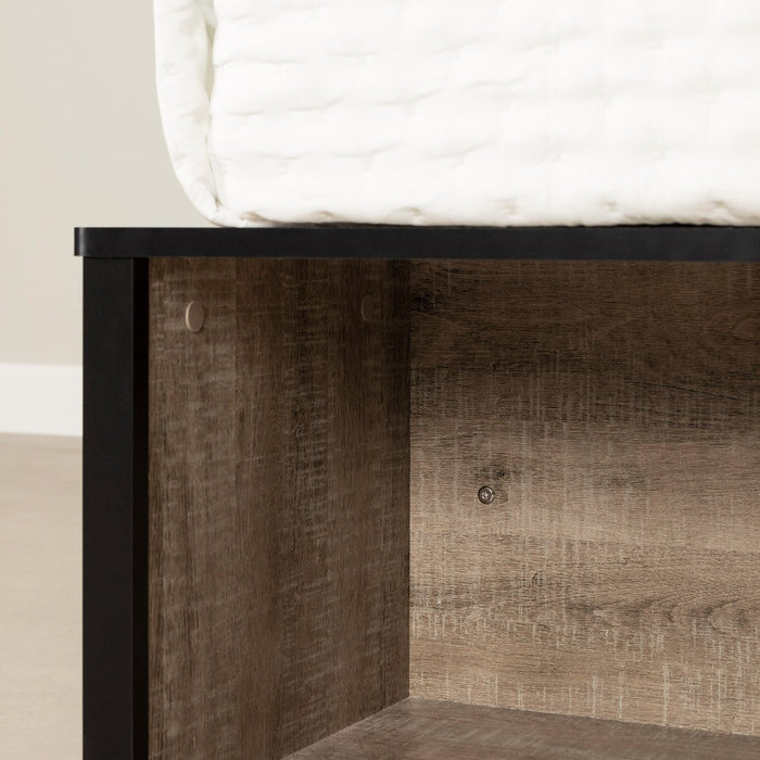 Everley Platform Bed with Built-in Storage & Baskets, Two-Tone - Full Size