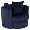 Made in Canada Midi 42\" Chenille Fabric Swivel Cuddler Accent Chair - Groove Midnight Blue
