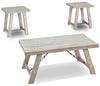 Carynhurst 48\" Rustic 3-Pack Coffee + 2 End Tables - Whitewash Wood