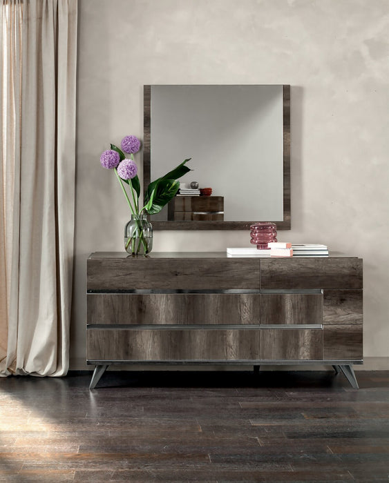 Gino Bedroom Dresser Mirror - Made in Italy, Modern - Brown