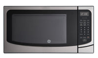 GE 1.6 Cu. Ft. Countertop Microwave with Programmable Defrost and One Minute +Pad - Stainless - JEB2…