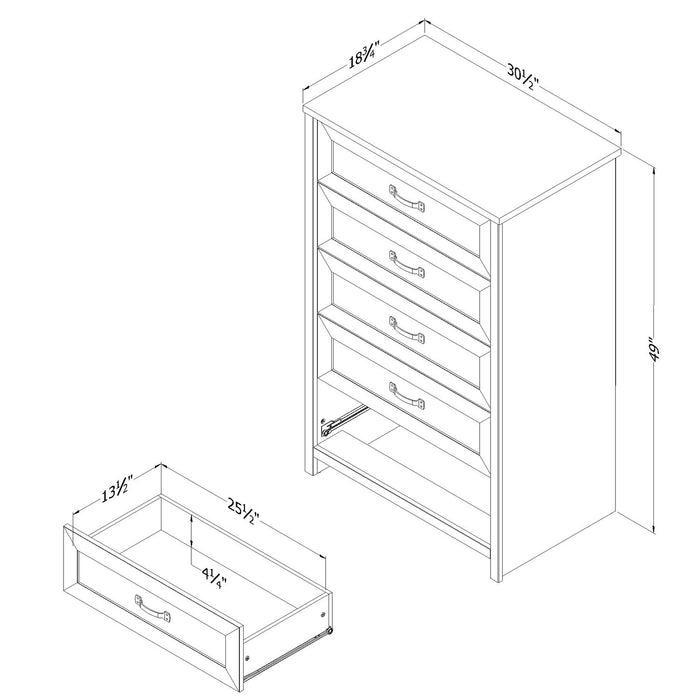 Dove Bedroom Chest of Drawers, 5-Drawer, 30.5\"W x 49\"H, Made in Canada - White