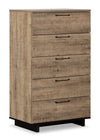 Everley Bedroom Chest of Drawers, 5-Drawer, 29\"W x 49\"H- Brown