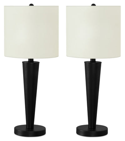 24" Black Metal 2-Piece Set, with Two Table Lamps and USB Charging|Ensemble 2 lampes de table de 24 po en métal noir avec recharge USB