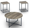 Wadeworth 31.5\" Rustic 3-Pack Coffee + 2 End Tables - Taupe with Metal Legs