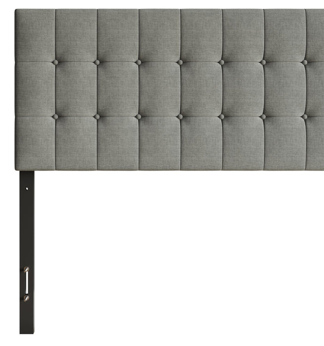 Ellis Upholstered Headboard in Grey Fabric, Button Tufted - Full Size