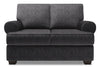 Canadian Made Customizable Sofa Lab Roll 64\" Chenille Fabric Loveseat with Rolled Arms - Luxury Charcoal Grey