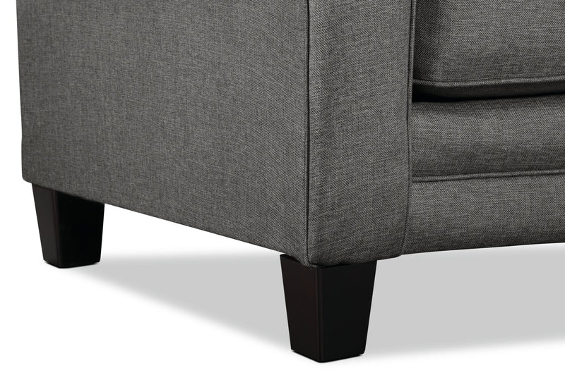 Made in Canada Tula 65\" Fabric Loveseat with Rolled Arms and Accent Pillows - Steel Grey