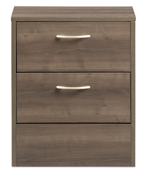 Arlo Bedside 2-Drawer Nightstand, 18.3\"W x 22\"H, Made in Canada - Grey/Brown