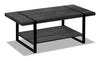 Avery 47.25\" Industrial Coffee Table with Shelf - Black with Black Metal Legs