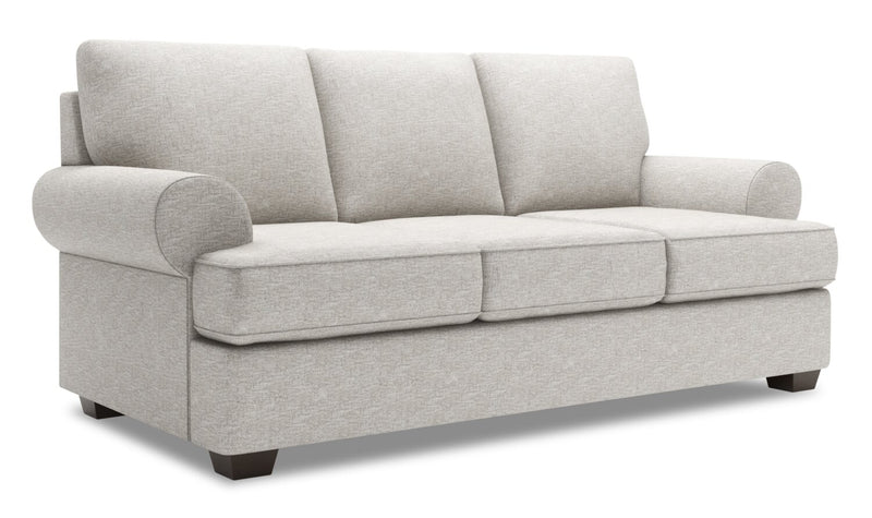 Made in Canada Customizable Sofa Lab Roll 86\" Chenille Fabric Sofa with Rolled Arms - Luxury Silver
