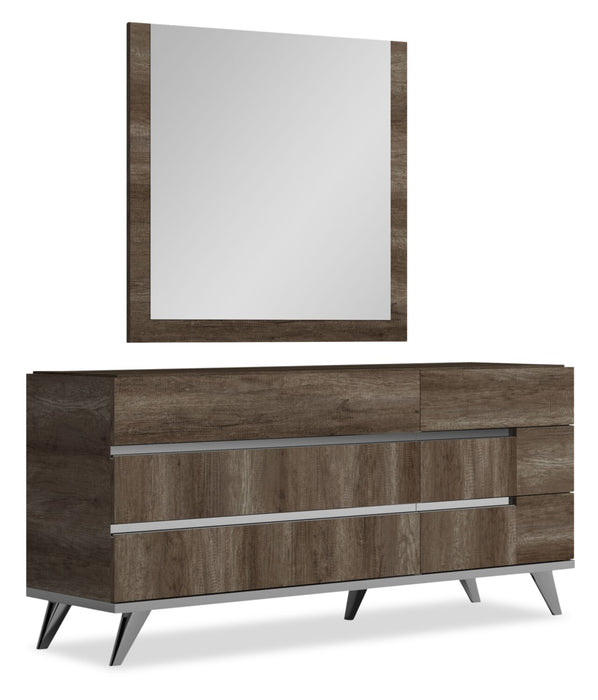 Gino Bedroom Dresser Mirror - Made in Italy, Modern - Brown
