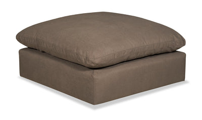Eclipse Linen-Look Fabric Ottoman - Slate
