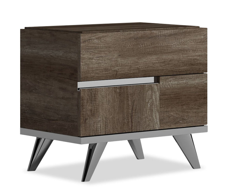 Gino Bedside 2-Drawer Nightstand - Made in Italy, 24.8\"W x 23.2\"H, Modern - Brown