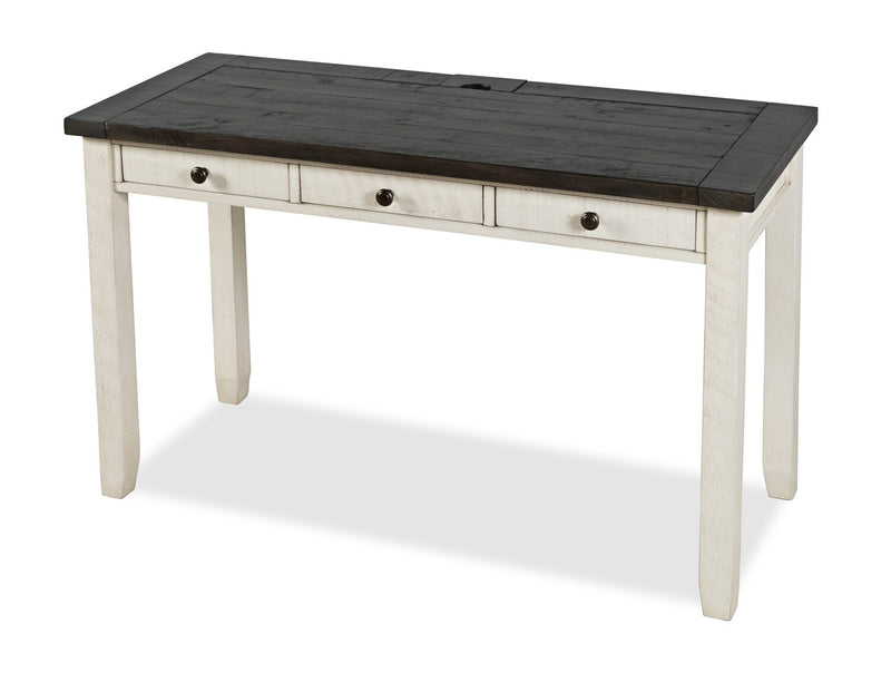 Madison County 50\" Office Office Desk with 3-Drawers - Vintage White with Barnwood Brown