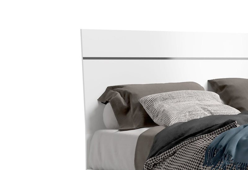 Raia 5pc Bedroom Set with Panel Bed, Dresser & Mirror - Made in Italy, Modern, White - King Size