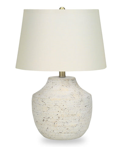 20" Cream Textured Concrete Table Lamp with Ivory Shade|Lampe de table de 20 po béton texturé crème avec abat-jour ivoire