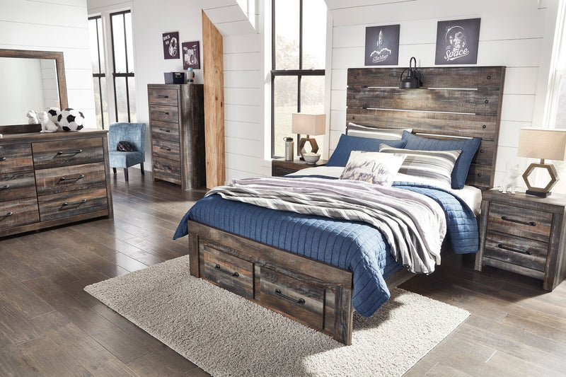 Abby Storage Bed with LED Light & USB Ports, Brown - Full Size