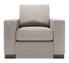 Made in Canada Sofa Lab Customizable Track 38\" Linen-Look Fabric Chair with Track Arms - Pax Slate Grey