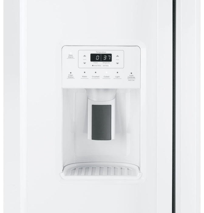 GE 33\" 23.2 Cu. Ft. Side-by-Side Refrigerator - White - GSS23GGPWW