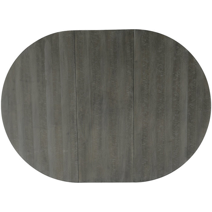 Alto Round Dining Table with 48-66\"W Extension, Trestle Base - Grey