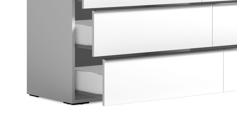 Raia 5pc Bedroom Set with Panel Bed, Dresser & Mirror - Made in Italy, Modern, White - King Size