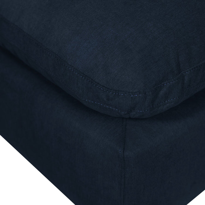 Eclipse Modular 43\" Linen-Look Fabric Ottoman with Feather Down Cushion - Navy Blue