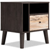 Wolf Bedside 1-Drawer Nightstand, 23.7\"W x 21.9\"H, Modern Mid-Century - Two-tone Brown & Natural