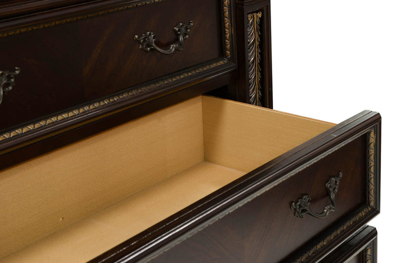 Wynn Bedroom Chest of Drawers, 5-Drawer, 42\"W x 54.5\"H - Cherry Brown