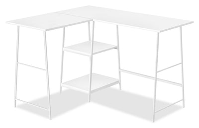 Evlin 42" L-Shaped Office Desk with Shelves - White|Bureau en forme de L Evlin de 42 po à tablettes - blanc