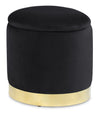 Phebe 16.5\" Storage Ottoman with Gold Trim Base - Black