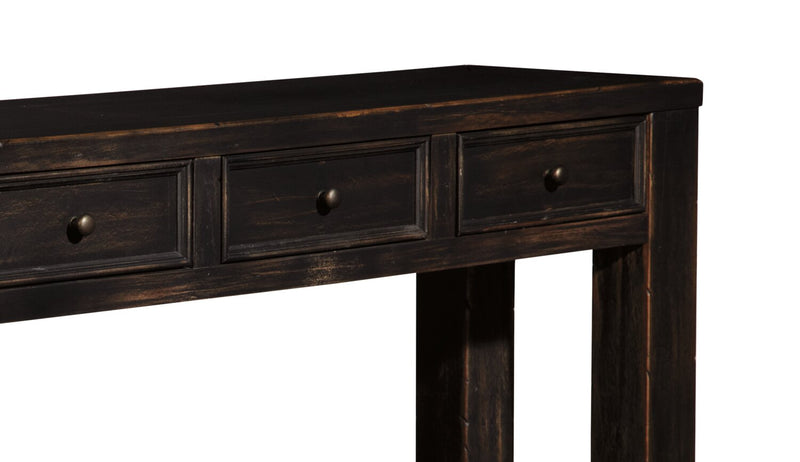 Breda 64.12\" Rustic Sofa Table with Storage and Shelf - Vintage Black Wood