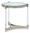 Silas 25.5\" Modern Round Glass Top End Table - Platinum with Metal and Acrylic