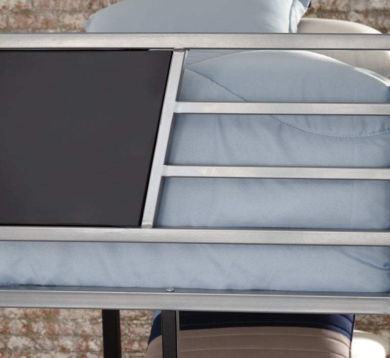 Jett Bunk Bed with Ladder & Guard Rail for Kids, Metal, Black & Grey - Twin/Twin