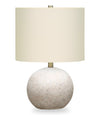20\" Grey Textured Concrete Table Lamp with Linen Shade