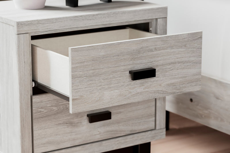 Zen Bedside 2-Drawer Nightstand with Built-in Charging Ports, 21.3\"W x 25\"H - Grey