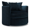 Made in Canada Sofa Lab Customizable Nest 41\" Chenille Fabric Swivel Accent Chair - Luxury Indigo Blue