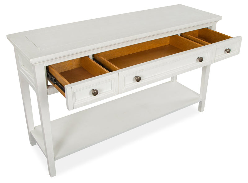 Heron Cove 50\" Traditional Sofa Table with Storage and Shelf - White Pine