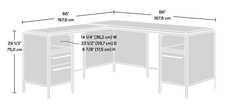 Elzie 65.98\" L-Shaped Office Desk - Gr& Walnut