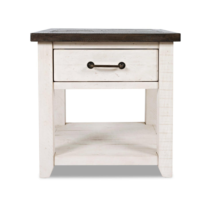 Morgan 24\" Rustic End Table with Storage and Shelf - White with Reclaimed Wood