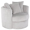 Made in Canada Midi 42\" Chenille Fabric Swivel Cuddler Accent Chair - Groove Mist Grey