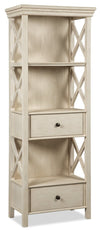 Isla Display Shelft with Storage Drawers, 25.4\"W - Antique White