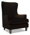 Made in Canada Sofa Lab Customizable Wingback 32\" Chenille Fabric Accent Chair - Luxury Chocolate Brown