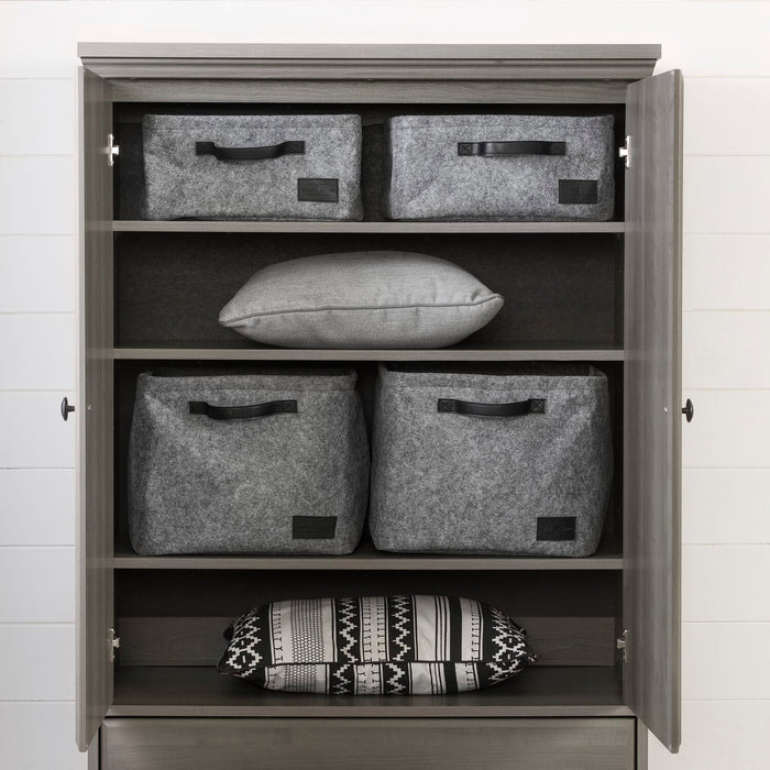 Holt Bedroom 2-Drawer Chest with Storage Cabinet, 33.75\"W x 63.5\"H, Made in Canada - Brown/Grey