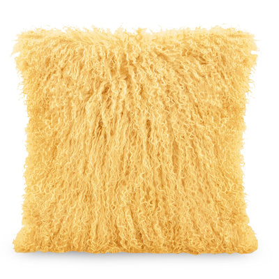 Mongolian Sheepskin Accent Pillow - Gold