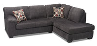 Made in Canada Morty 2-Piece Right-Facing Chenille Fabric Sectional with Accent Pillows - Grey